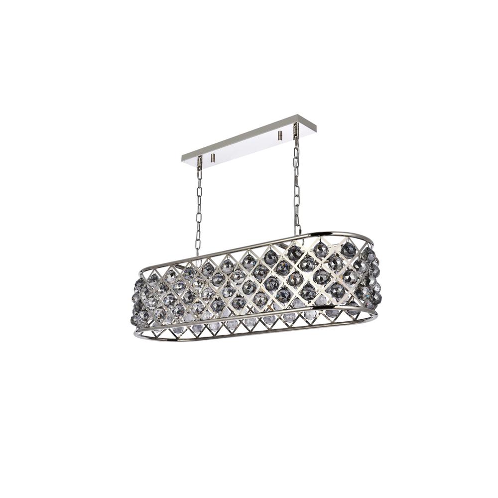 Madison 6 Light Polished Nickel Chandelier Silver Shade (Grey) Royal Cut Crystal. Picture 6