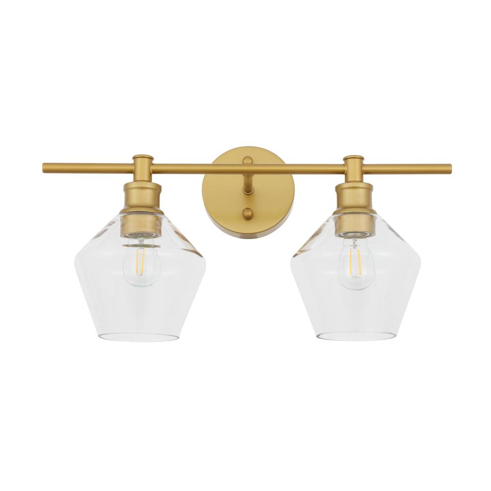Gene 2 Light Brass And Clear Glass Wall Sconce. Picture 12