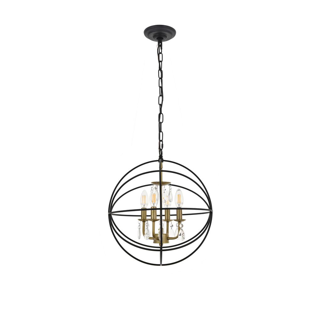 Wallace 4 Light Matte Black And Brass Pendant. Picture 7