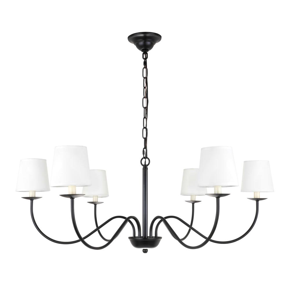 Eclipse 6 Light Black And White Shade Chandelier. Picture 1