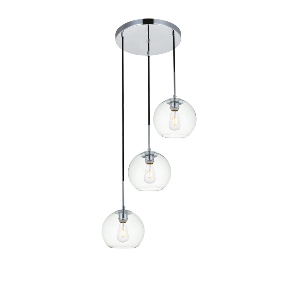 Baxter 3 Lights Chrome Pendant With Clear Glass. Picture 2