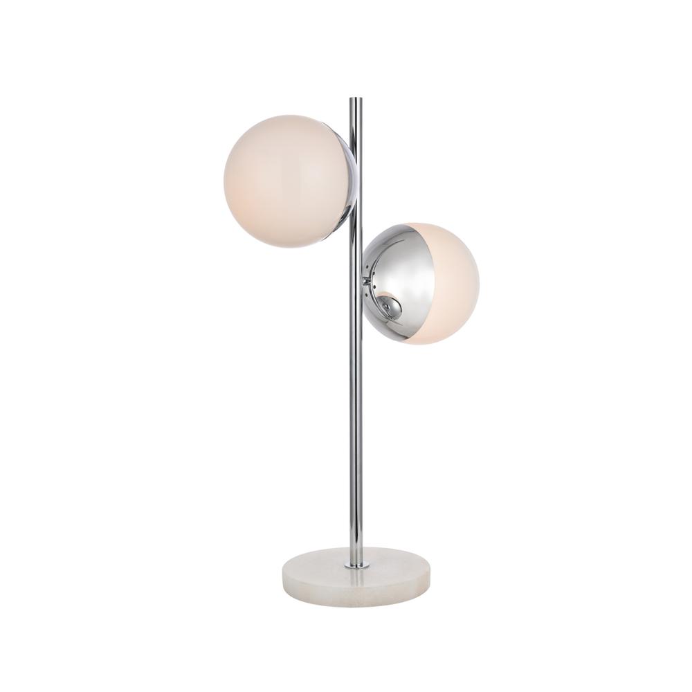 Eclipse 2 Lights Chrome Table Lamp With Frosted White Glass. Picture 2