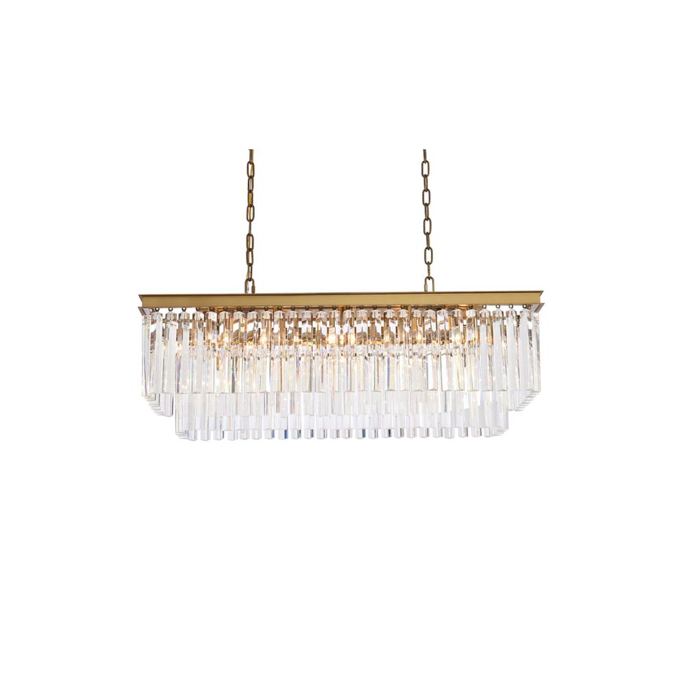 Sydney 40 Inch Rectangle Crystal Chandelier In Satin Gold. Picture 2