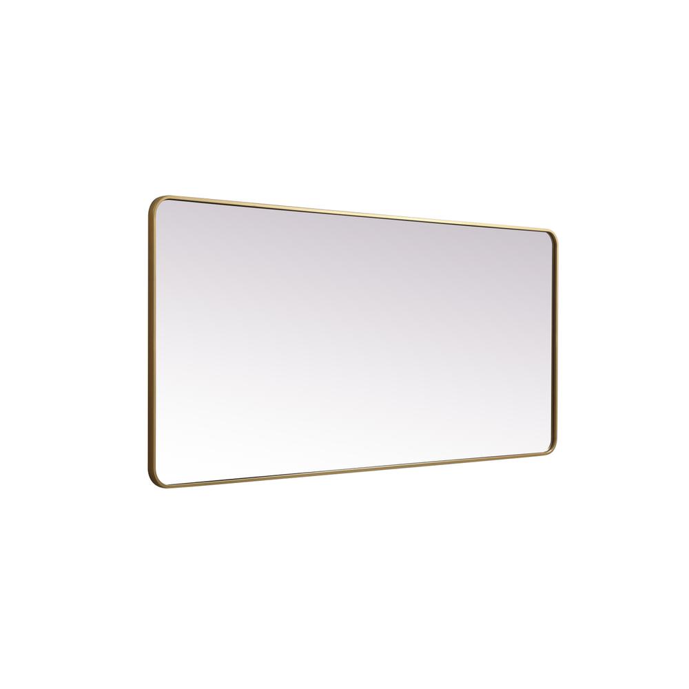Soft Corner Metal Rectangle Full Length Mirror 32X72 Inch In Brass. Picture 9