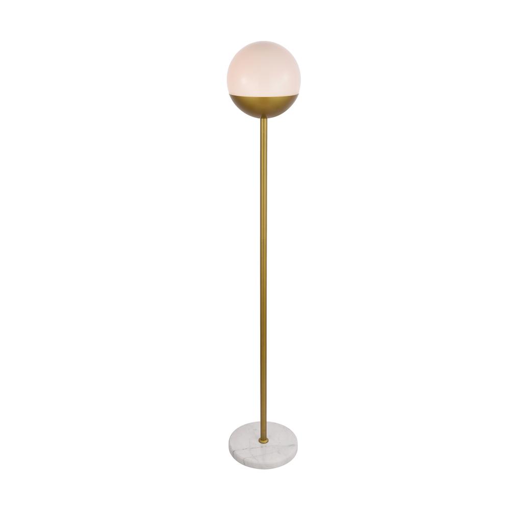 Eclipse 1 Light Brass Floor Lamp With Frosted White Glass. Picture 1
