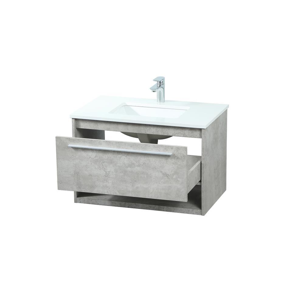 30 Inch Single Bathroom Vanity In Concrete Grey. Picture 9