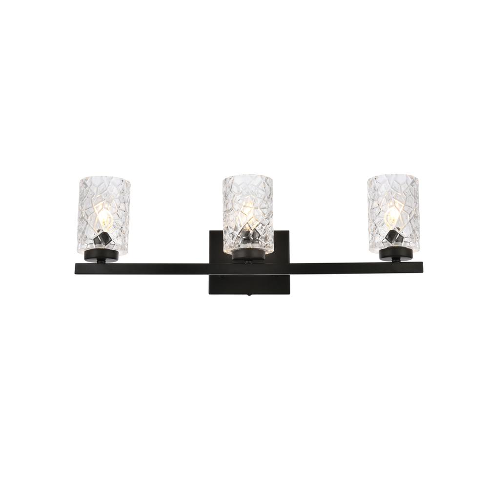 Cassie 3 Lights Bath Sconce In Black With Clear Shade. Picture 1