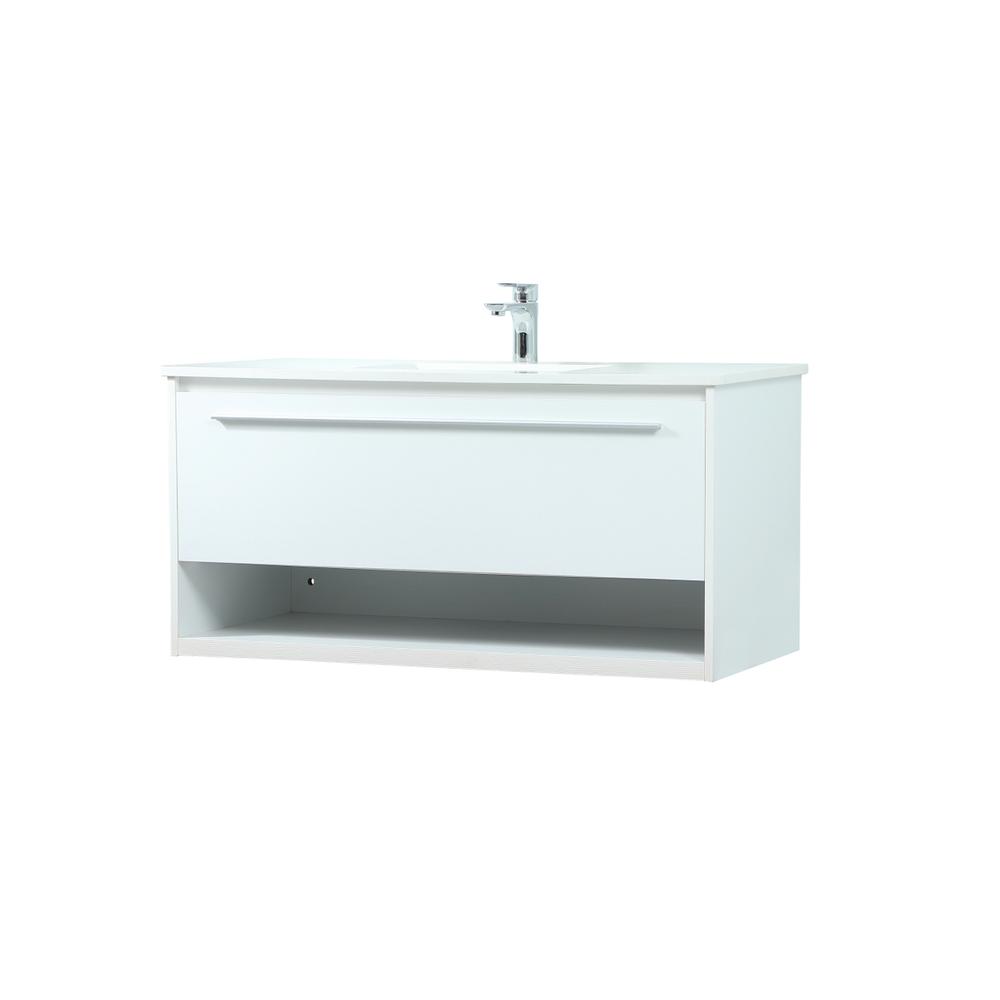 40 Inch Single Bathroom Vanity In White. Picture 7