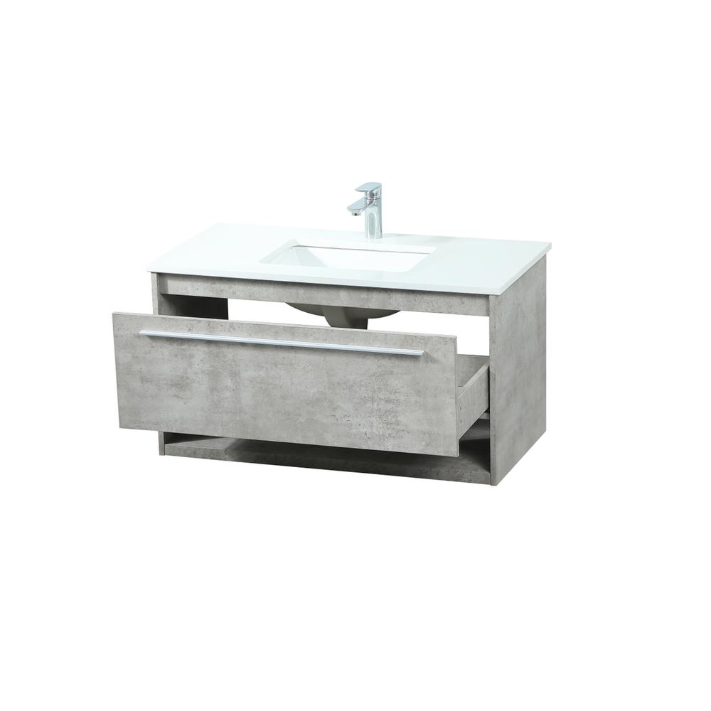 36 Inch Single Bathroom Vanity In Concrete Grey. Picture 9