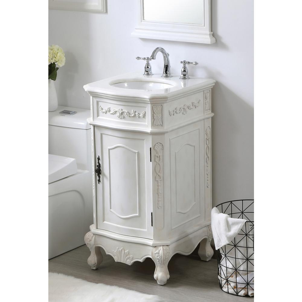 19 Inch Single Bathroom Vanity In Antique White. Picture 3