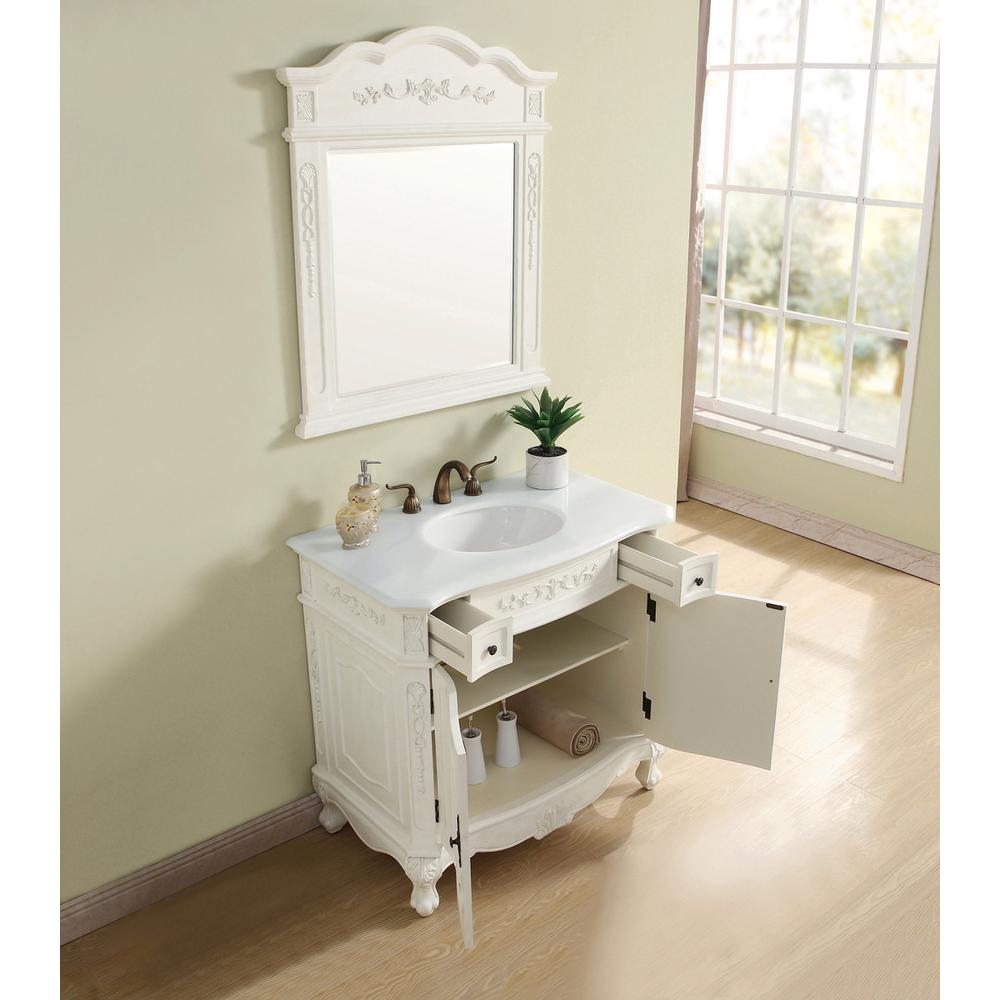 36 Inch Single Bathroom Vanity In Antique White. Picture 12