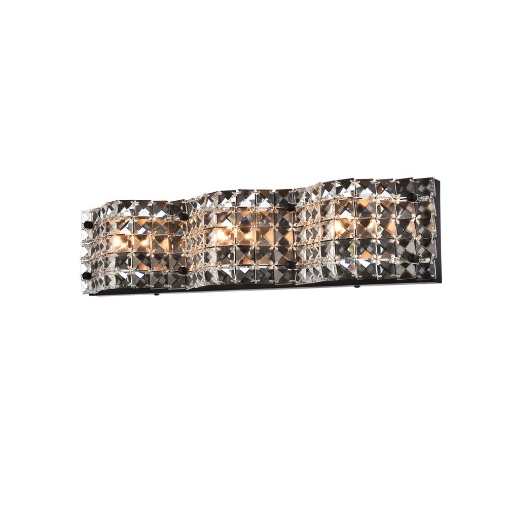 Tate 3 Light Bath Sconce In Black With Clear Crystals. Picture 2