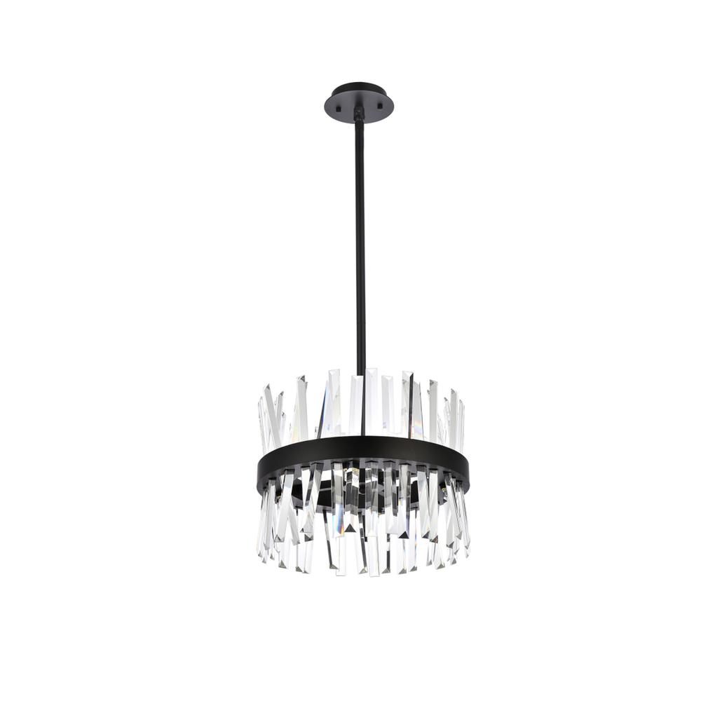 Serephina 16 Inch Crystal Round Pendant Light In Black. Picture 6