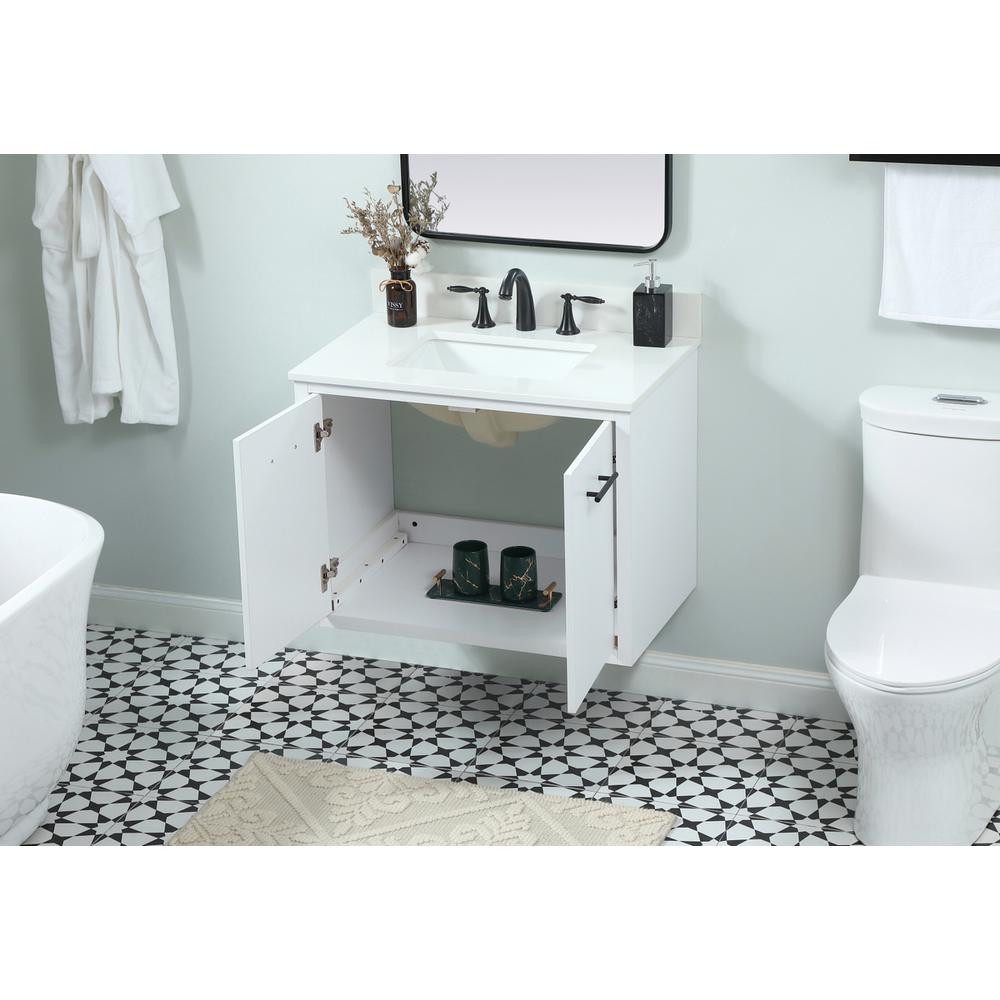 30 Inch Single Bathroom Vanity In White With Backsplash. Picture 6