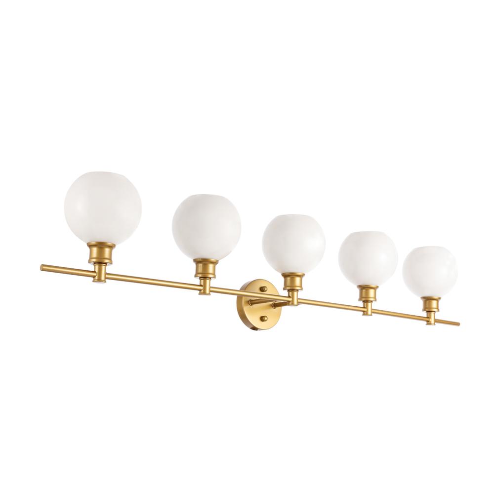 Collier 5 Light Brass And Frosted White Glass Wall Sconce. Picture 7