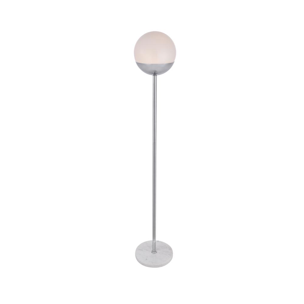 Eclipse 1 Light Chrome Floor Lamp With Frosted White Glass. Picture 1
