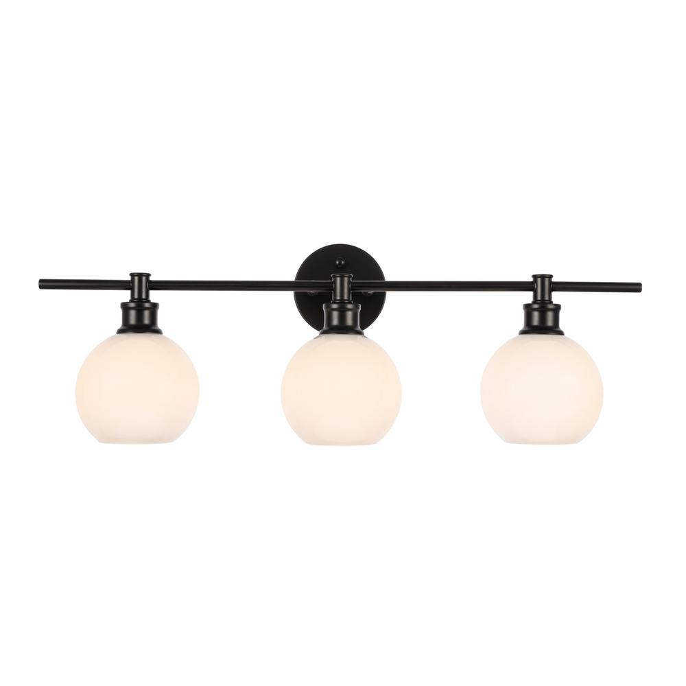 Collier 3 Light Black And Frosted White Glass Wall Sconce. Picture 9