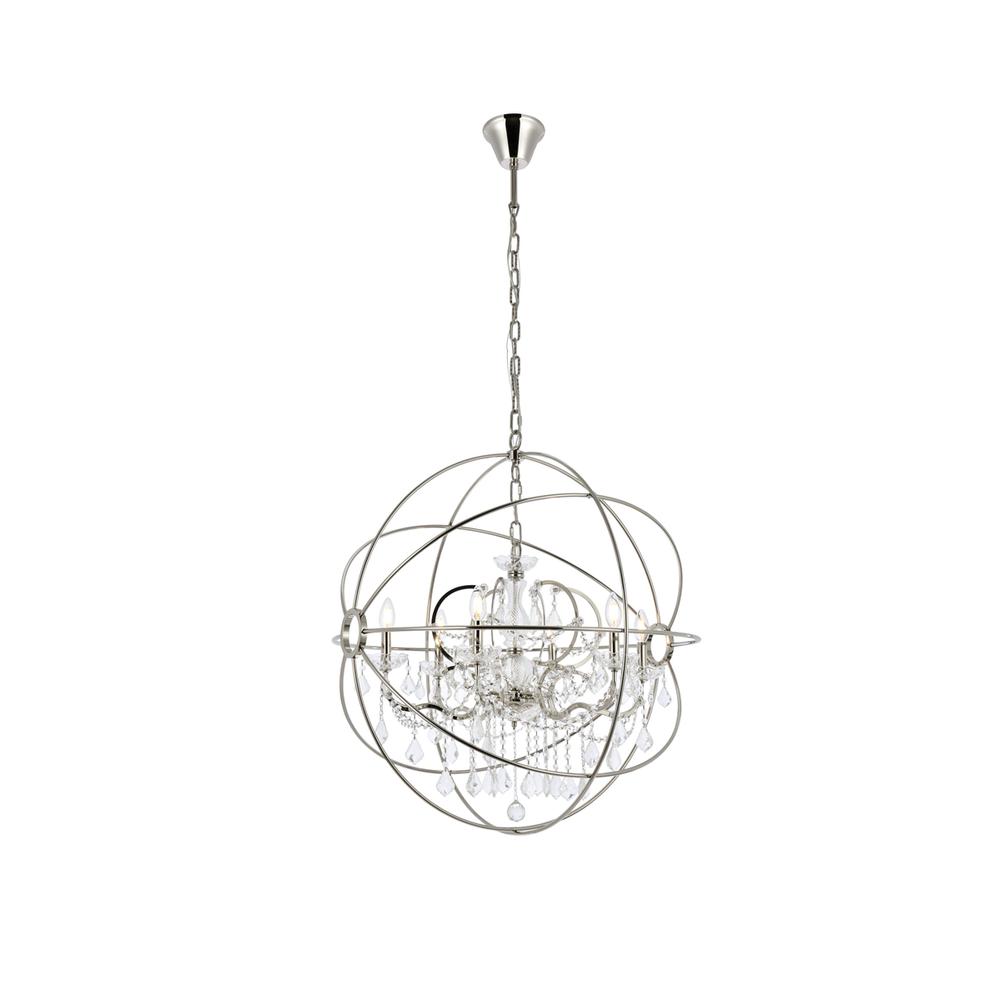 Geneva 6 Light Polished Nickel Chandelier Clear Royal Cut Crystal. Picture 1