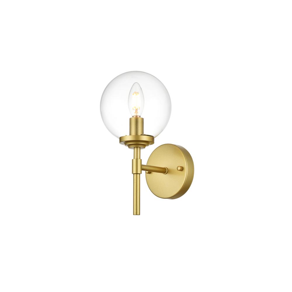 Ingrid 1 Light Brass And Clear Bath Sconce. Picture 2