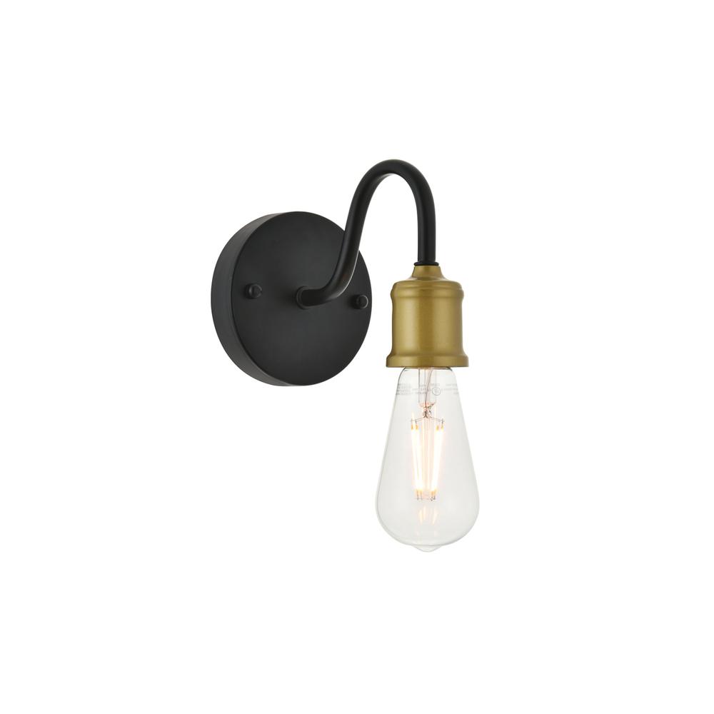 Serif 1 Light Brass And Black Wall Sconce. Picture 1