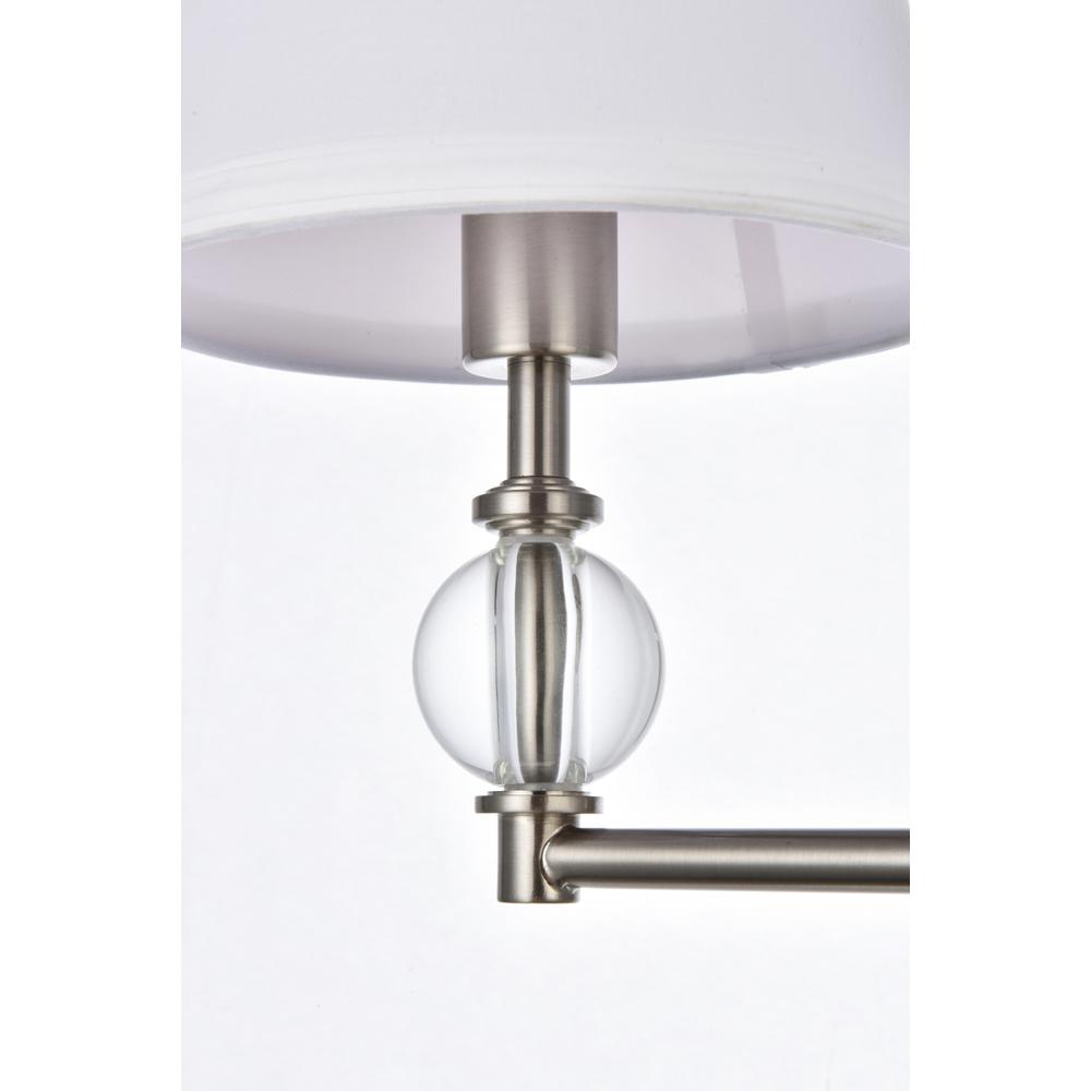 Bethany 2 Lights Bath Sconce In Satin Nickel With White Fabric Shade. Picture 4
