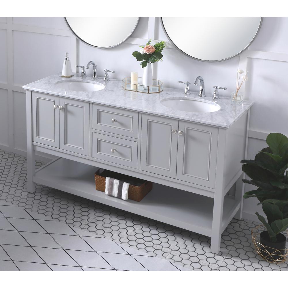 60 In. Double Sink Bathroom Vanity Set In Grey. Picture 3