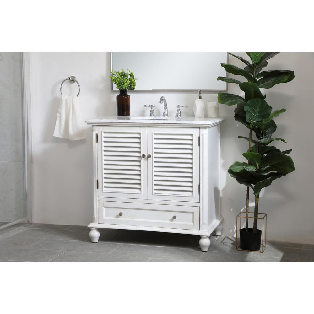 36 Inch Single Bathroom Vanity In Antique White. Picture 2
