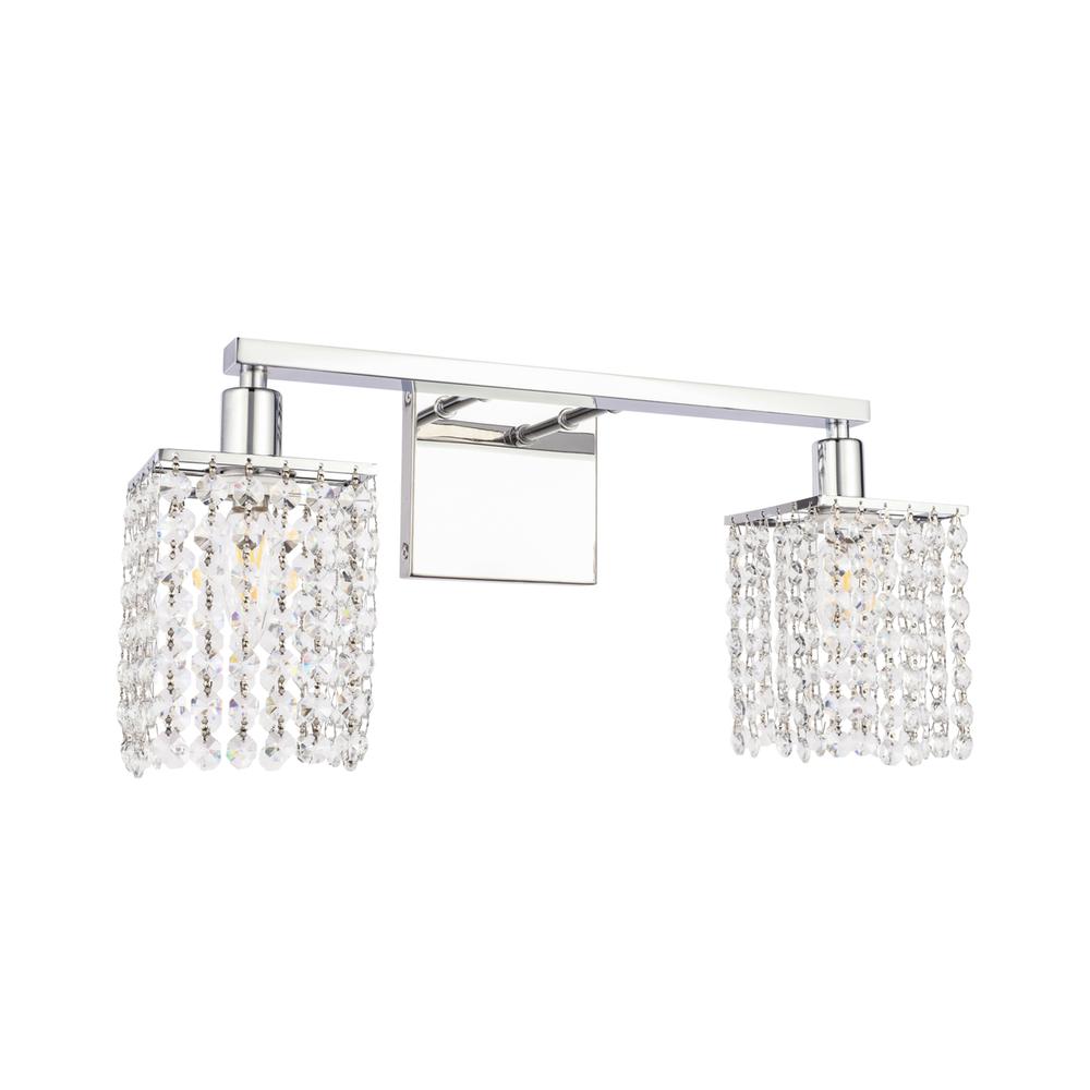 Phineas 2 Light Chrome And Clear Crystals Wall Sconce. Picture 4
