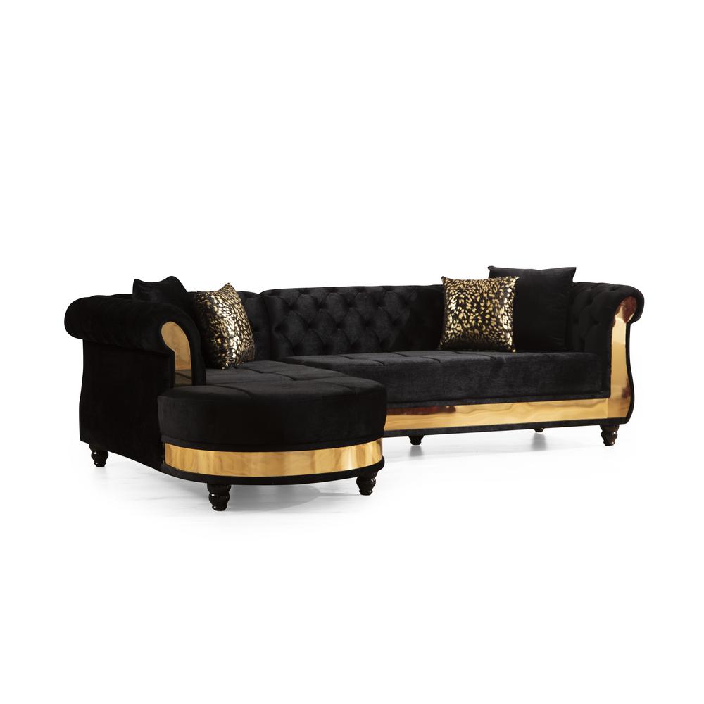 Julia Modern Style Button Tufted Sectional Sofa Made with Wood. Picture 1