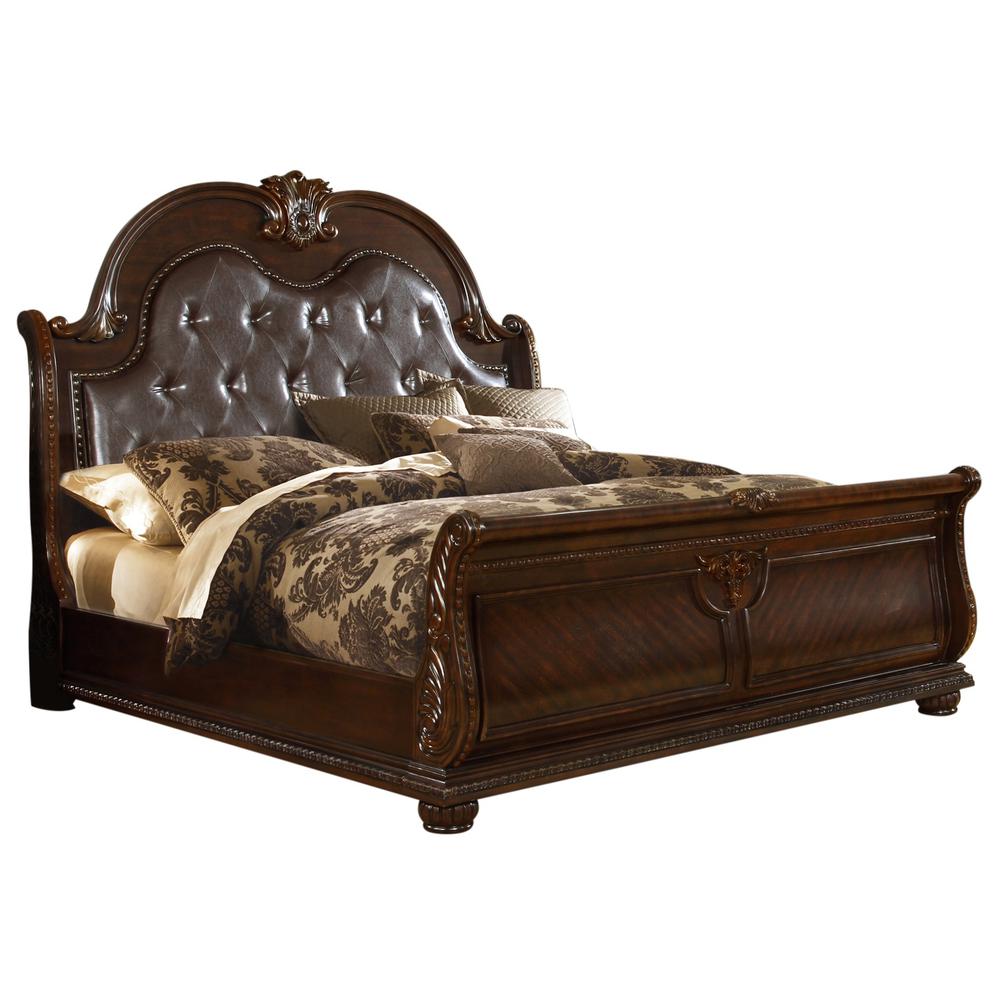 Roma Traditional Style Queen/King Button Tufted Bed Made with Wood. Picture 1