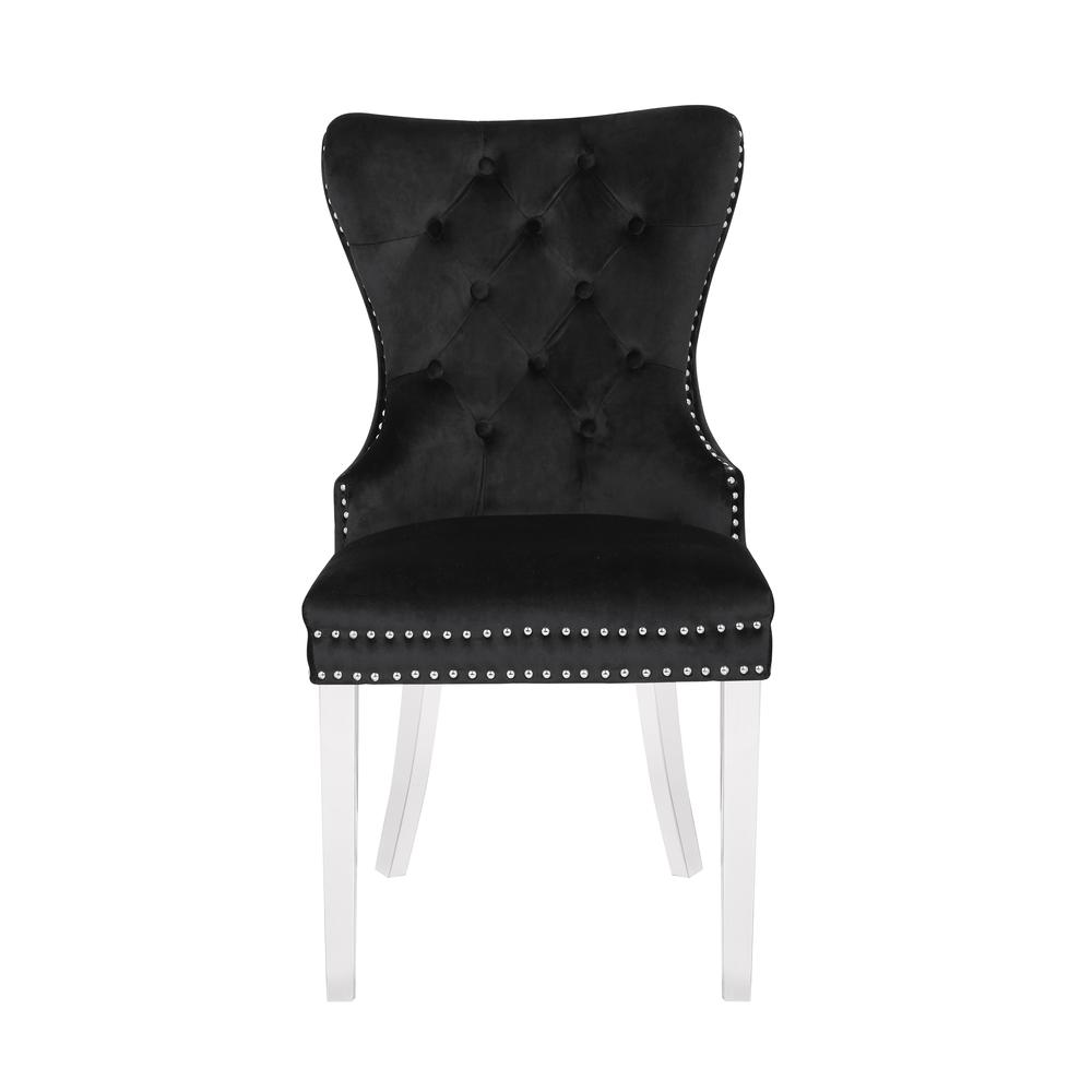 Erica 2 Piece Stainless Steel Legs Chair Finish with Velvet Fabric in Black. Picture 5