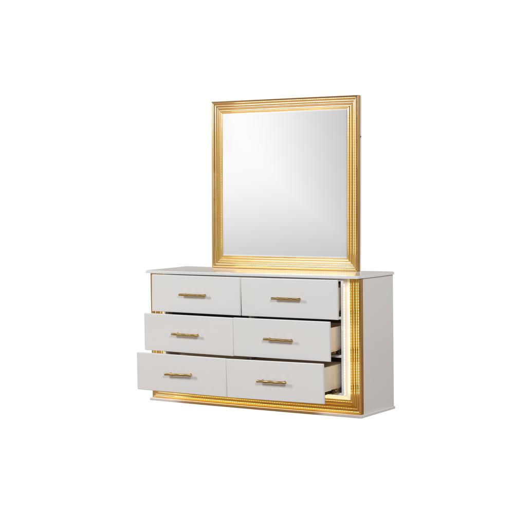 Obsession Contemporary Style 6-Drawer Dresser Made with Wood & Gold Finish. Picture 2