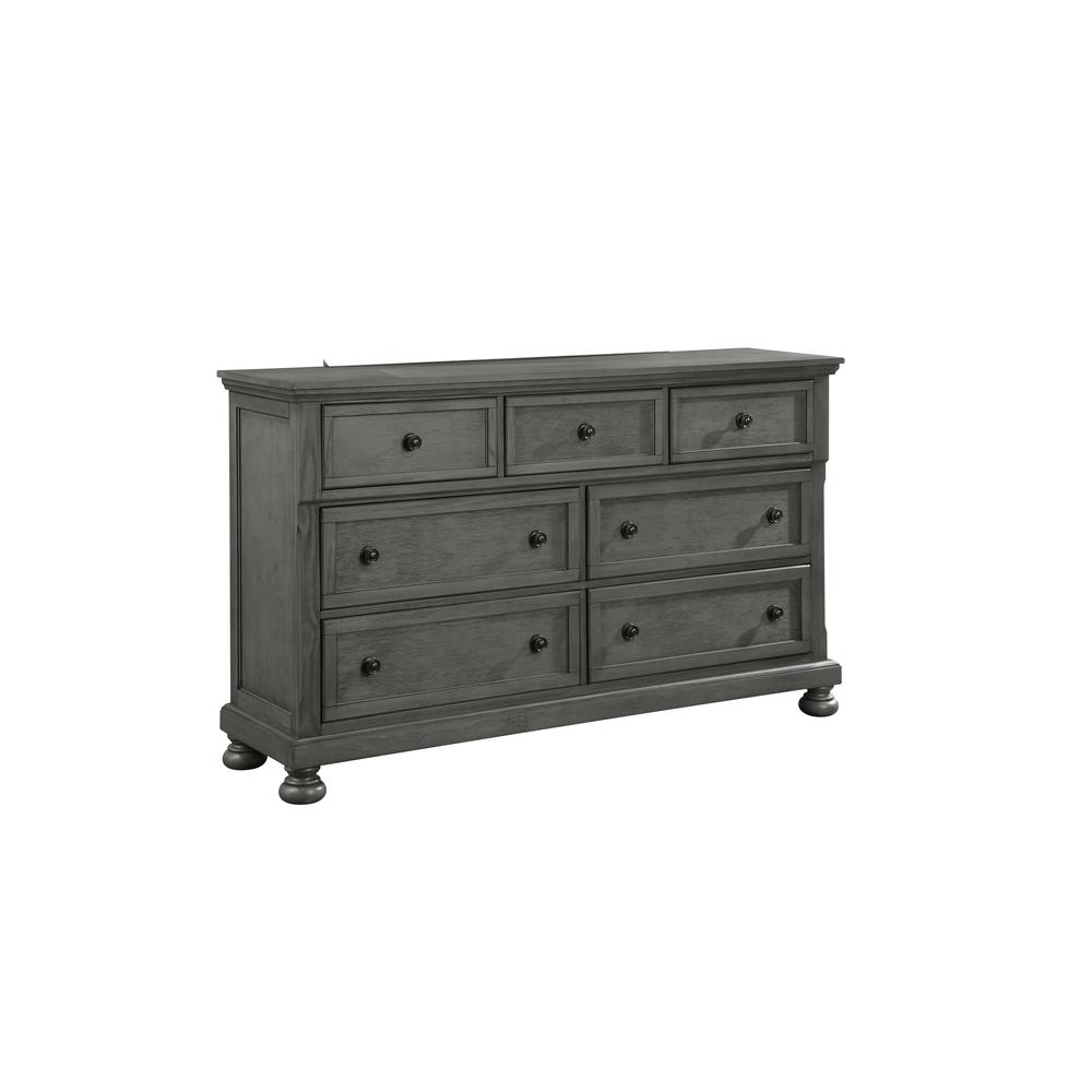 Jackson Modern Style 7-Drawer Dresser Made with Wood & Rustic Gray Finish. Picture 1