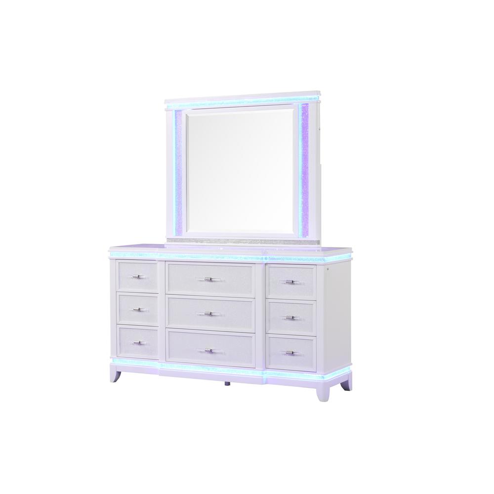 9-Drawer Dresser with Mirror-Embellished Front and LED Enhancement. Picture 1