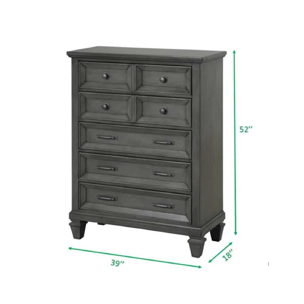 Samantha Modern Style 6-Drawer Dresser Made with Wood & Mirrored Accents. Picture 4