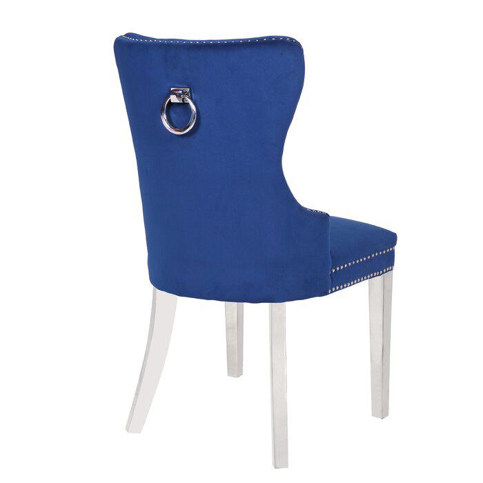 Erica 2 Piece Stainless Steel Legs Chair Finish with Velvet Fabric in Blue. Picture 3