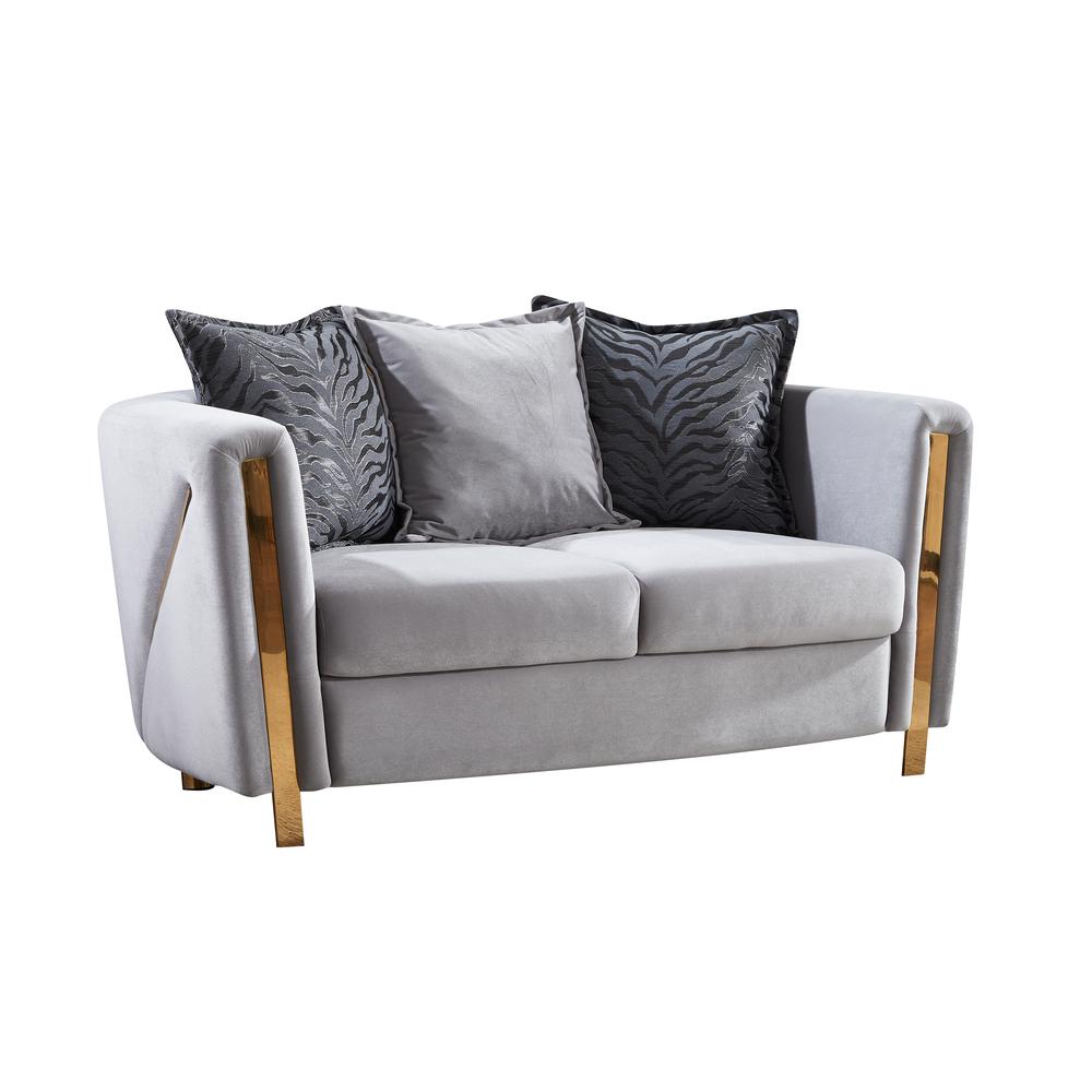 Chanelle Modern Style Upholstery Velvet Loveseat Made with Wood & Gold Finish. Picture 3