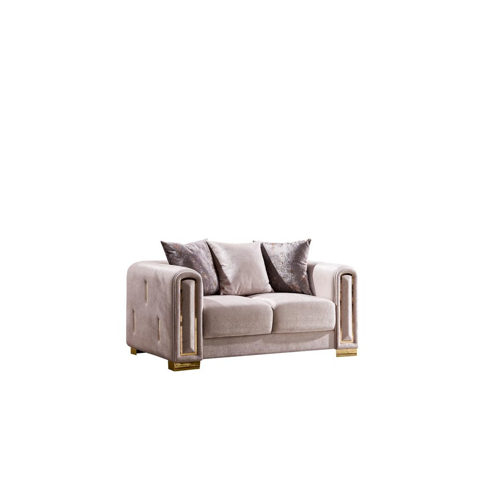 Impreza Modern Style Upholstery Velvet Loveseat Made with Wood & Gold Finish. Picture 3