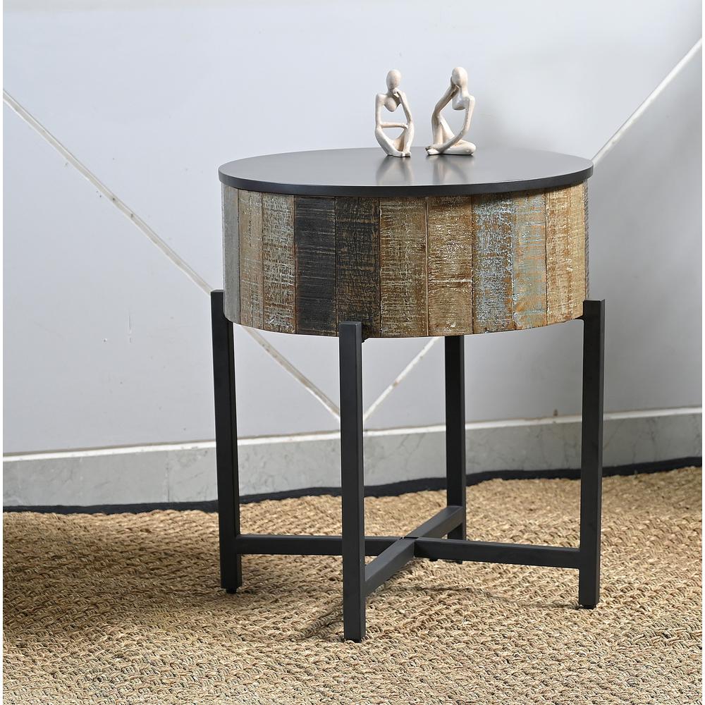T1216E Modern Style Storage End Table Made with Mango Wood. Picture 4