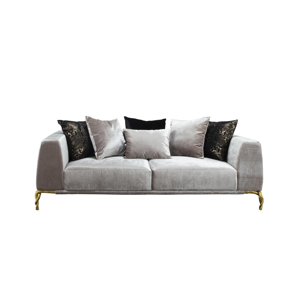 Majesty Contemporary Style Sofa Made with Wood & Black and Gold Accent. Picture 1