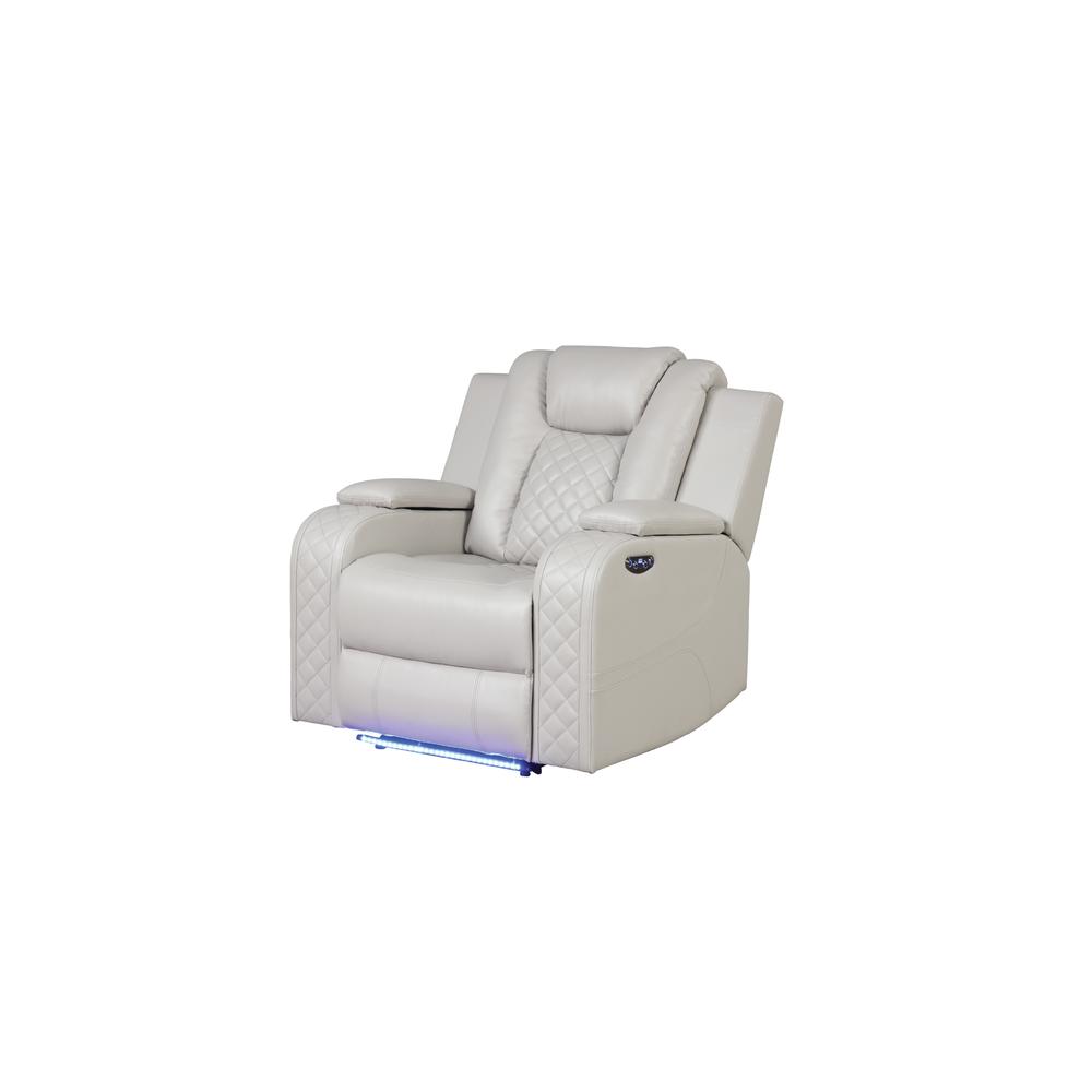 Benz Power Reclining Chair with Built in USB  Bottom  Made in Faux Leather. Picture 1