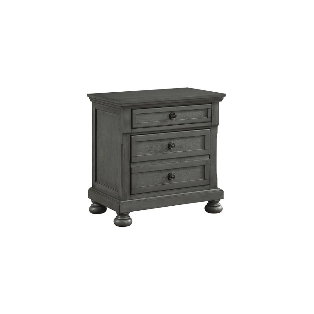 Jackson Modern Style 2-Drawer Nightstand Made with Wood & Rustic Gray Finish. Picture 1