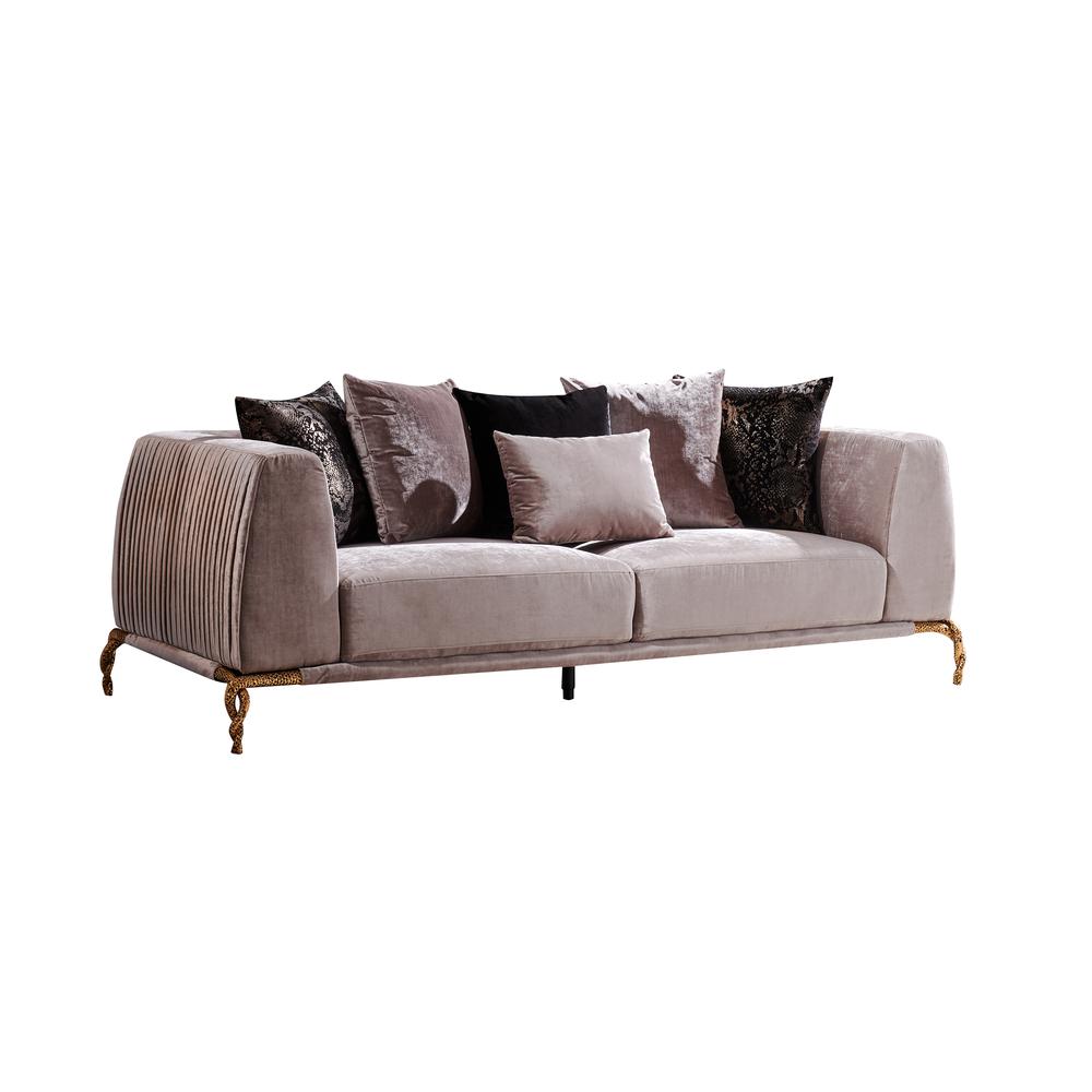 Majesty Contemporary Style Loveseat Made with Wood & Black and Gold Accent. Picture 3
