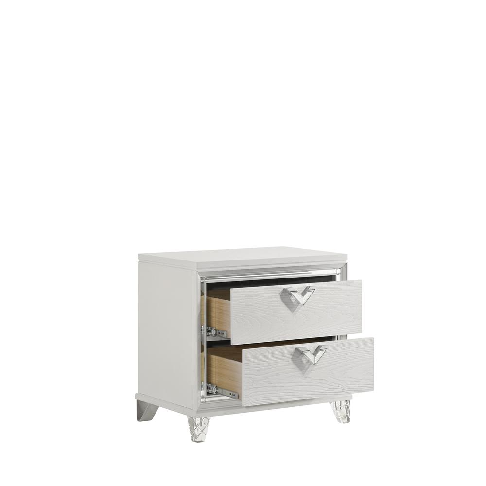 Prism Modern Style 2-Drawer Nightstand with LED Glow & V-Shape Handles. Picture 2