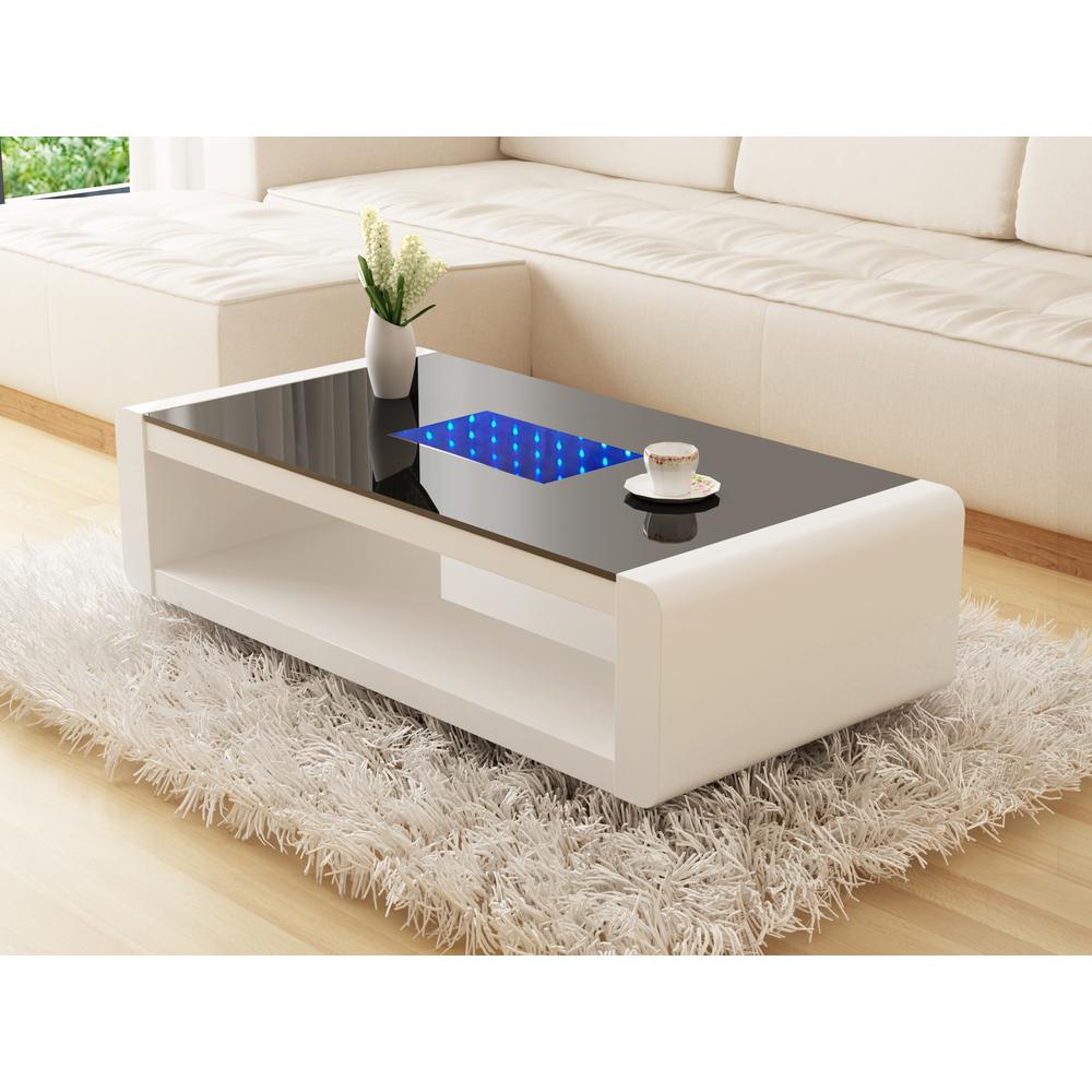 Chelsea Modern   Style Built in LED Coffee Table Made with Wood  Glossy Finish. Picture 1