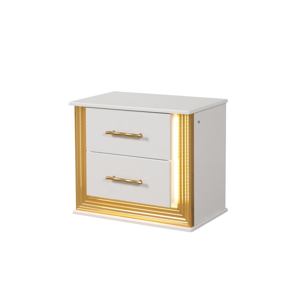 Obsession Contemporary Style 2-Drawer Nightstand Made with Wood & Gold Finish. Picture 1