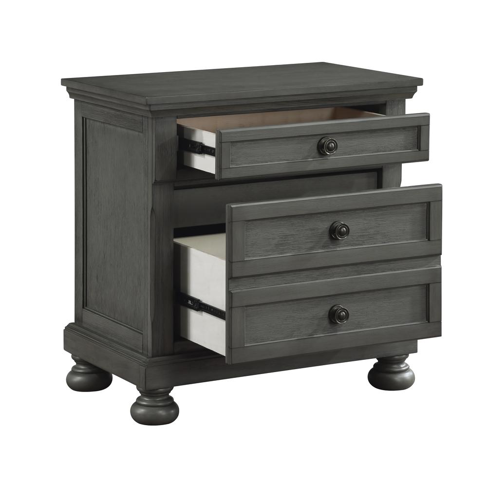 Jackson Modern Style 2-Drawer Nightstand Made with Wood & Rustic Gray Finish. Picture 2