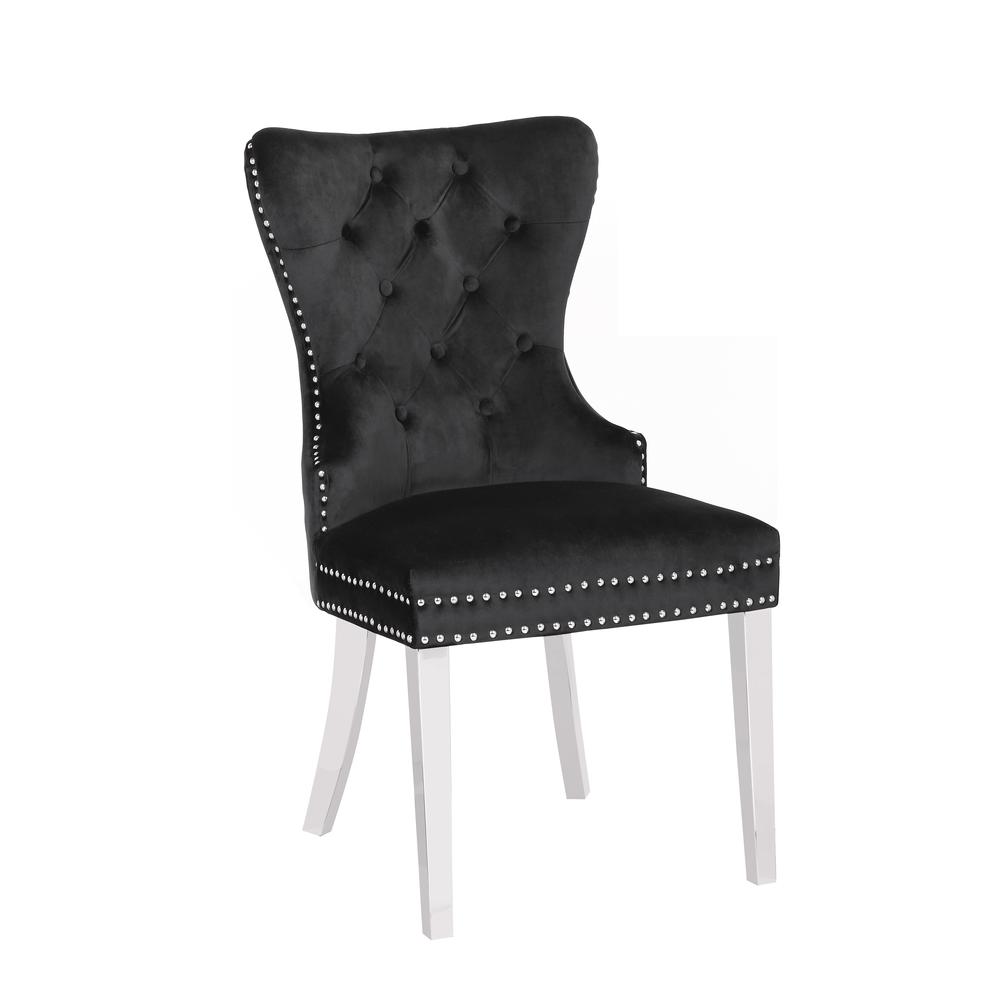 Erica 2 Piece Stainless Steel Legs Chair Finish with Velvet Fabric in Black. Picture 4