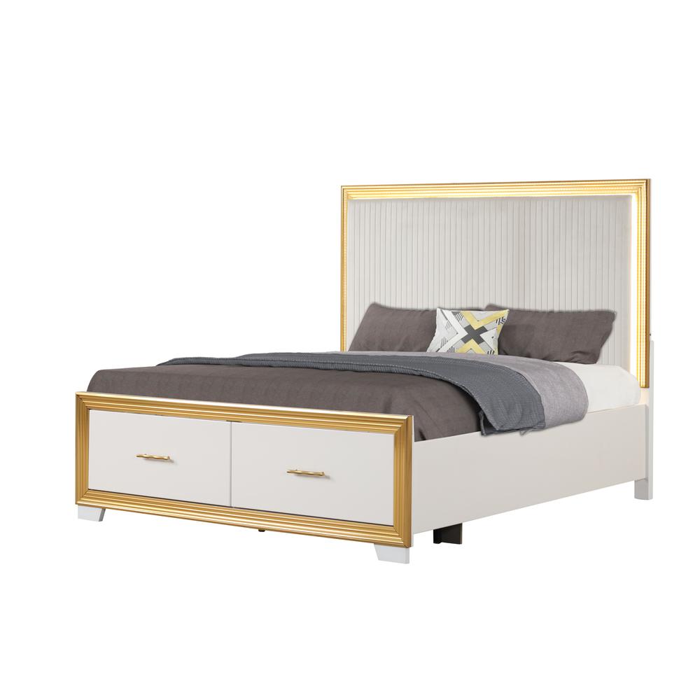 Obsession Contemporary Style Queen/King Tufted Bed Made with Wood & Gold Finish. Picture 2