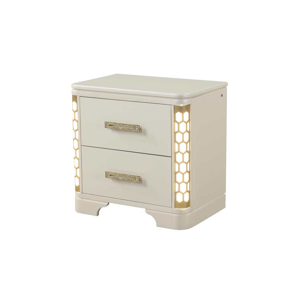 Jasmine Traditional Style 2-Drawer LED Nightstand Made with Wood. Picture 1